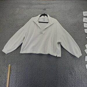 Old Navy Top Womens 2X Off White Cream Fleece Pullover Cropped Sweatshirt
